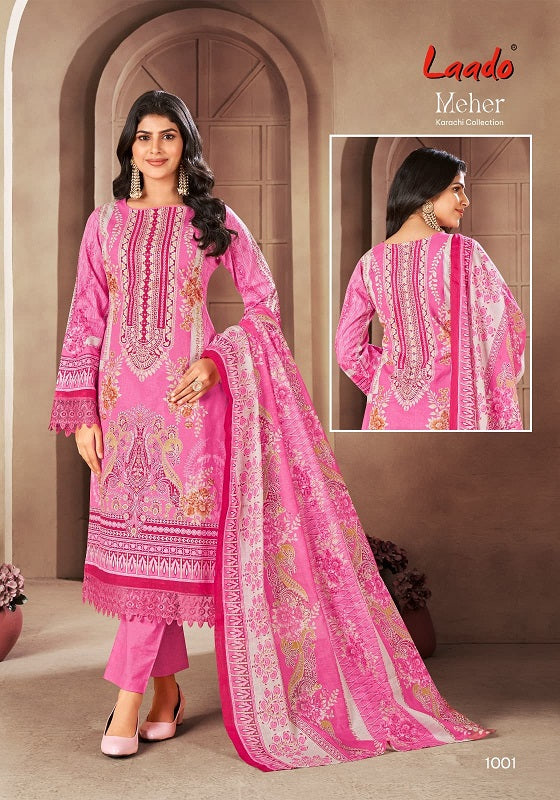Meher Laado Lawn Cotton Karachi Salwar Suits Wholesale