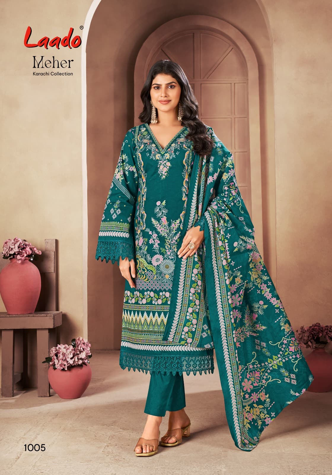 Meher Laado Lawn Cotton Karachi Salwar Suits Wholesale