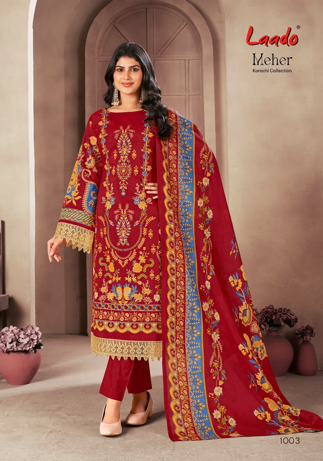 Meher Laado Lawn Cotton Karachi Salwar Suits Wholesale