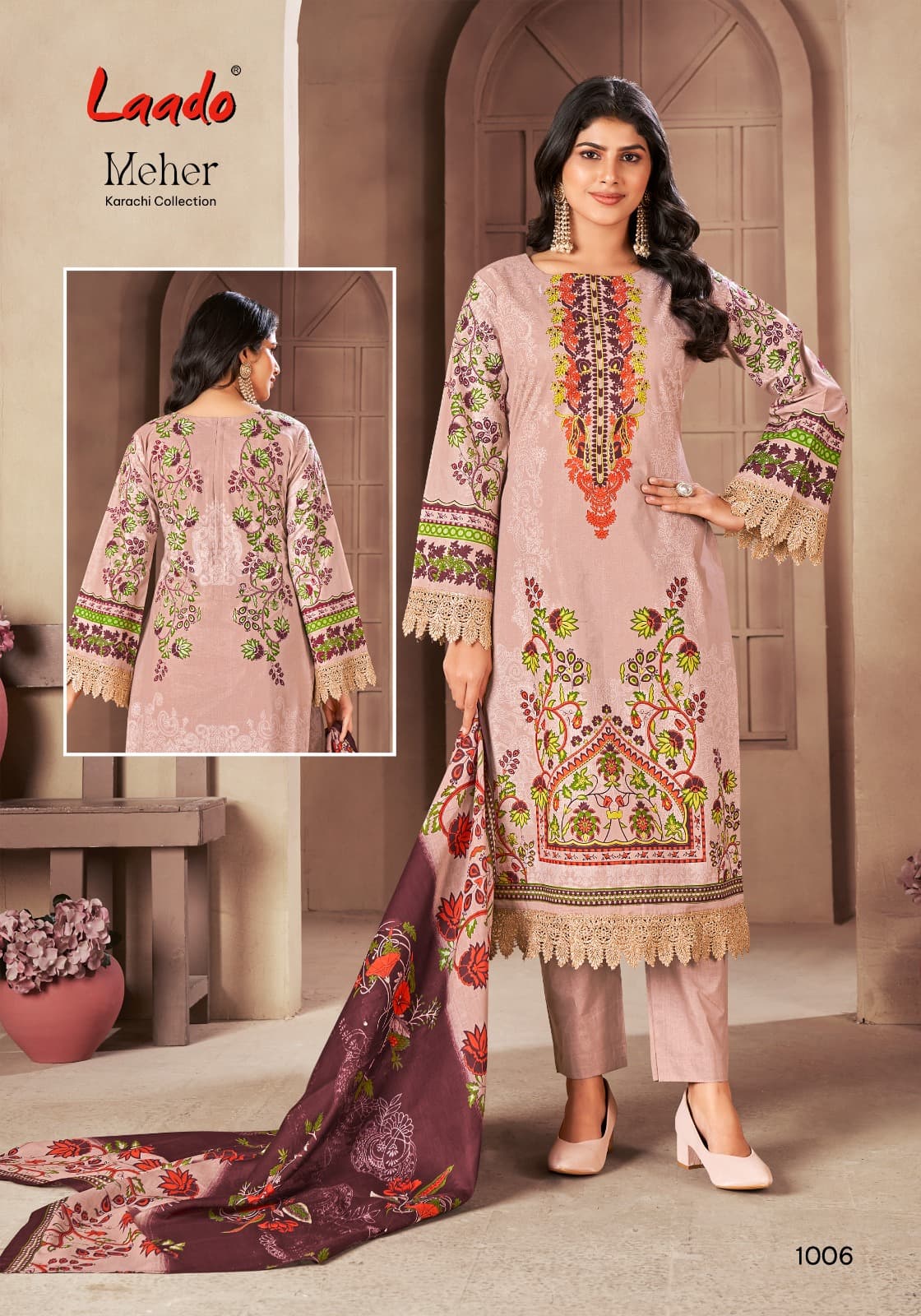 Meher Laado Lawn Cotton Karachi Salwar Suits Wholesale