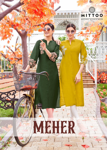Meher Mittoo Rayon A-Line Kurti Supplier Ahmedabad