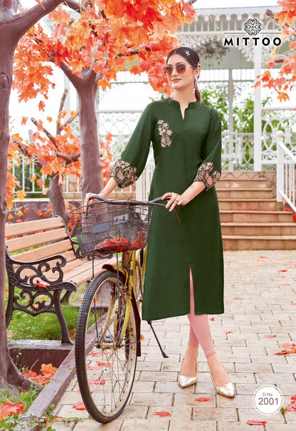 Meher Mittoo Rayon A-Line Kurti Supplier Ahmedabad