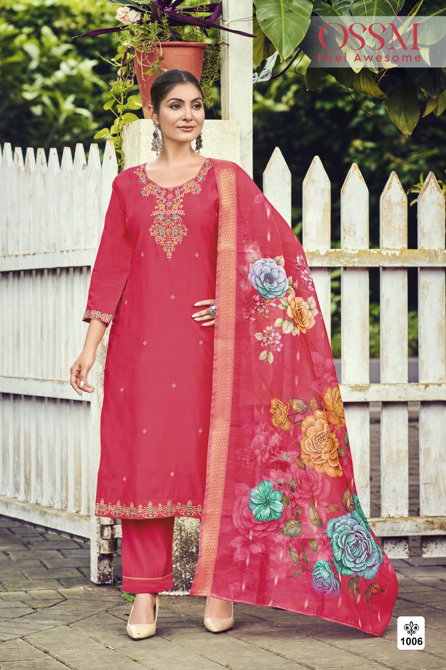 Meher Ossm Roman Silk Readymade Pant Style Suits Supplier India