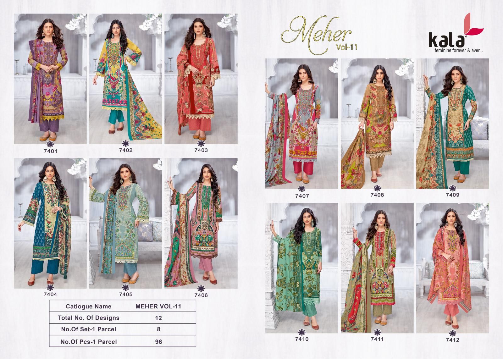 Meher Vol 11 Kala Pure Cotton Karachi Salwar Suits Supplier Gujarat