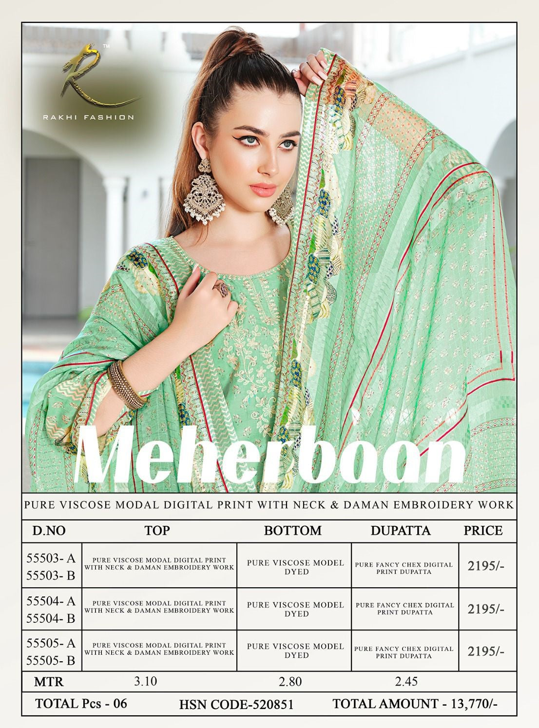 Meherbaan Rakhi Fashion Pure Viscose Pant Style Suits Manufacturer Gujarat