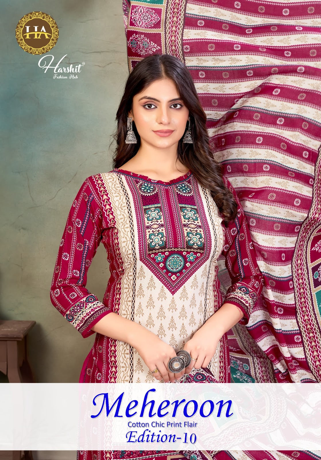 Meheroon Edition 10 Harshit Fashion Pure Viscose Karachi Salwar Suits Wholesale Rate