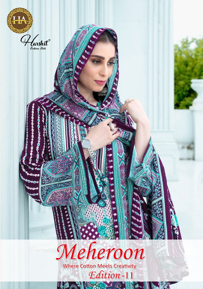 Meheroon Edition 11 Harshit Fashion Viscose Reyon Karachi Salwar Suits Supplier