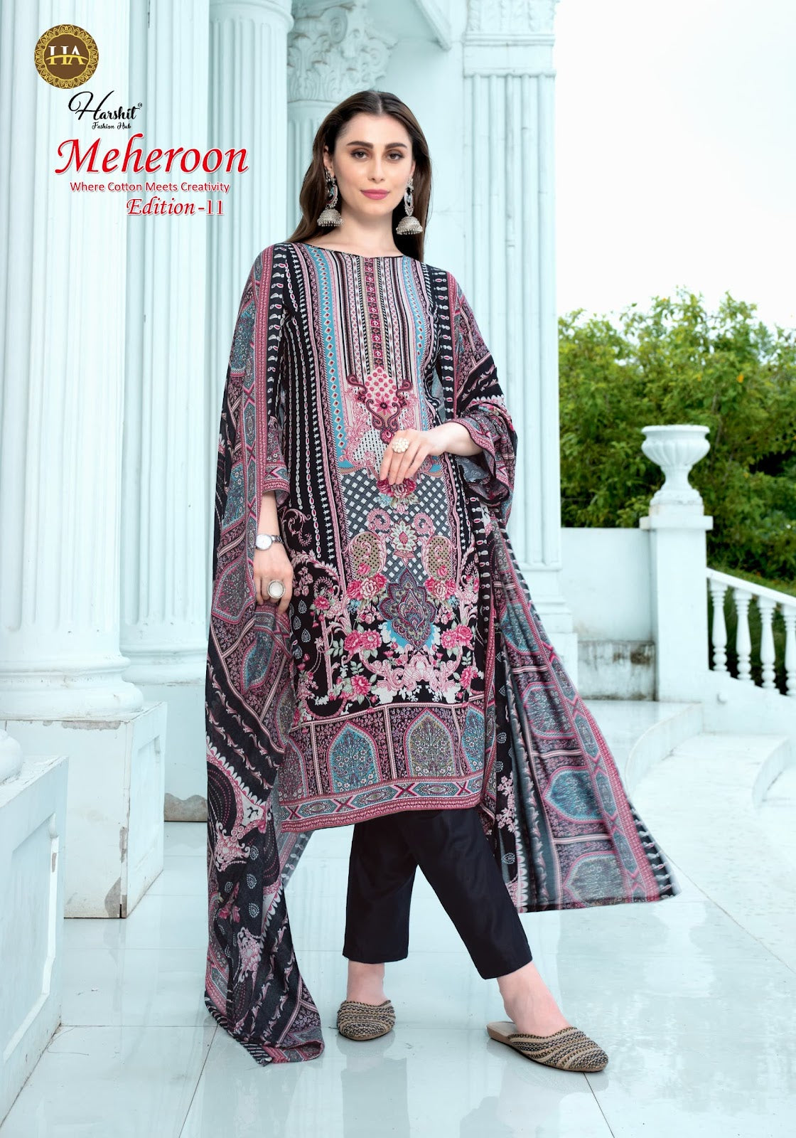 Meheroon Edition 11 Harshit Fashion Viscose Reyon Karachi Salwar Suits Supplier