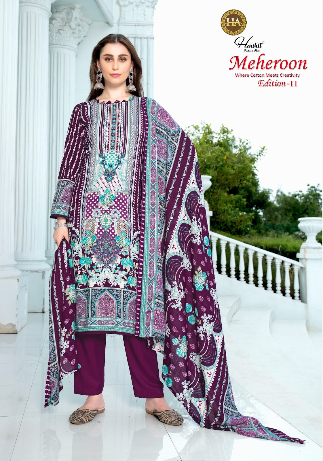 Meheroon Edition 11 Harshit Fashion Viscose Reyon Karachi Salwar Suits Supplier