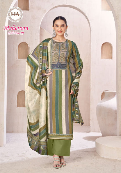 Meheroon Edition 19 Harshit Fashion Viscose Reyon Karachi Salwar Suits Supplier Ahmedabad