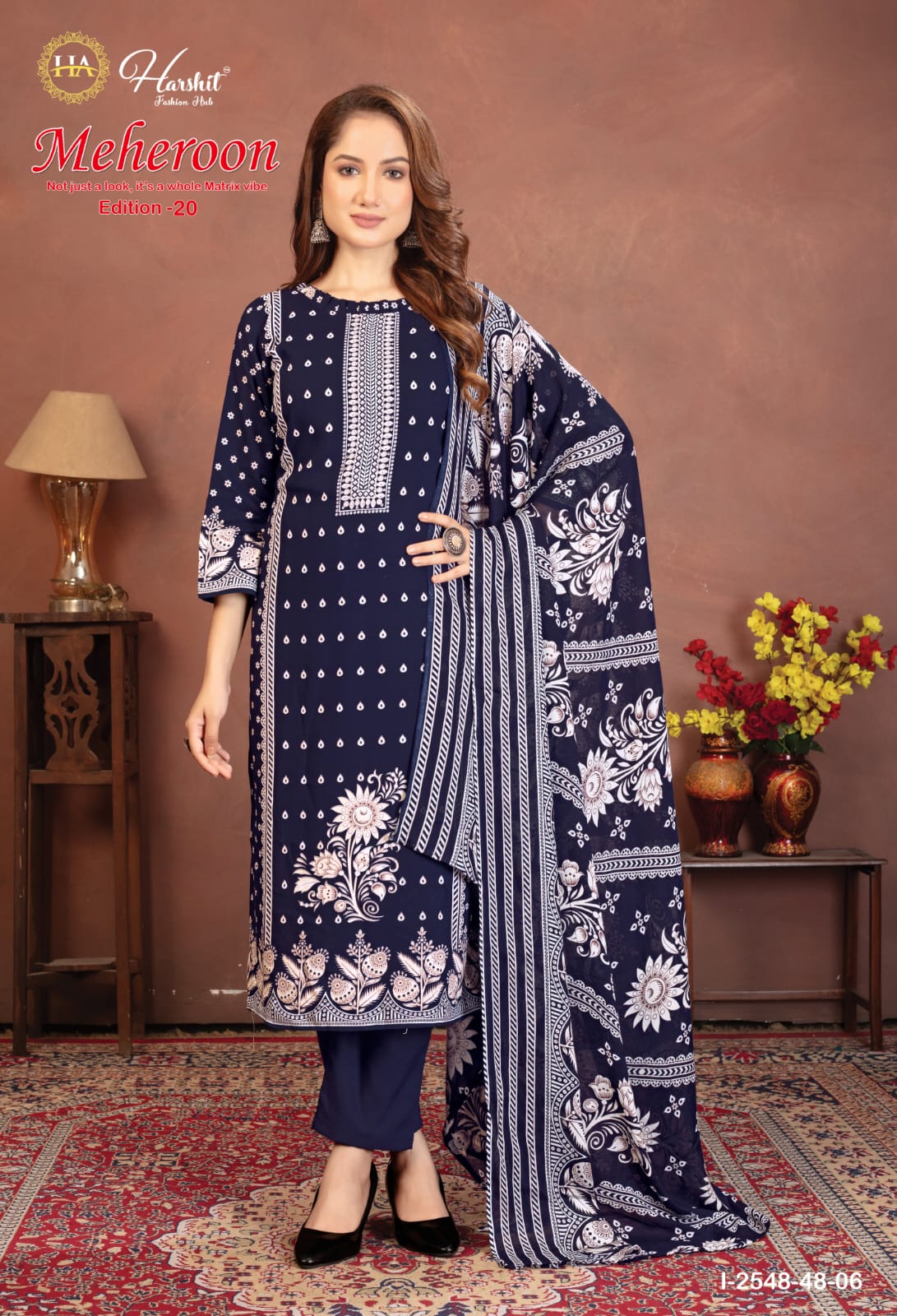 Meheroon Edition 20 Harshit Fashion Viscose Reyon Karachi Salwar Suits Supplier Gujarat
