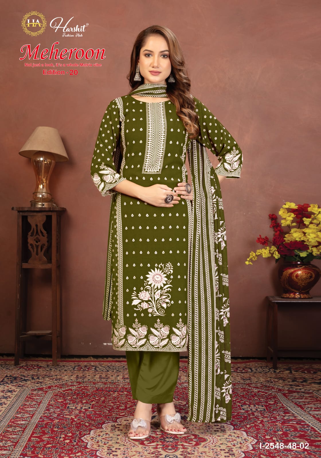 Meheroon Edition 20 Harshit Fashion Viscose Reyon Karachi Salwar Suits Supplier Gujarat