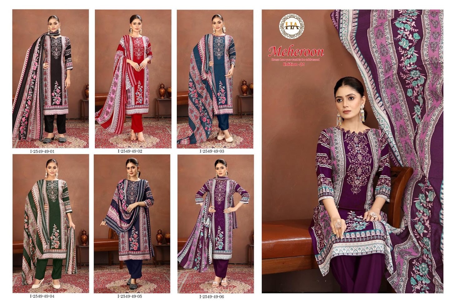 Meheroon Edition 21 Harshit Fashion Viscose Reyon Karachi Salwar Suits Wholesale Price