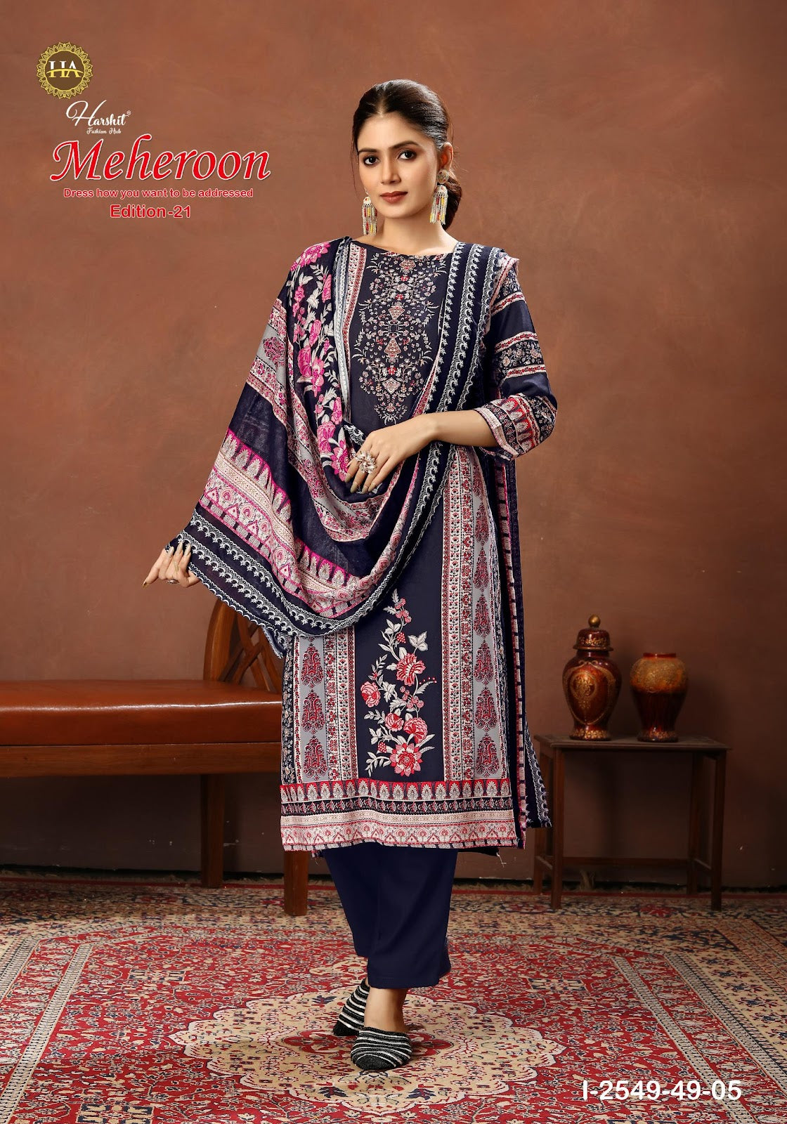 Meheroon Edition 21 Harshit Fashion Viscose Reyon Karachi Salwar Suits Wholesale Price