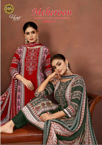 Meheroon Edition 21 Harshit Fashion Viscose Reyon Karachi Salwar Suits Wholesale Price