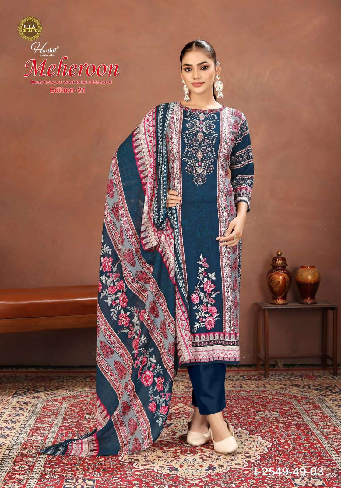 Meheroon Edition 21 Harshit Fashion Viscose Reyon Karachi Salwar Suits Wholesale Price