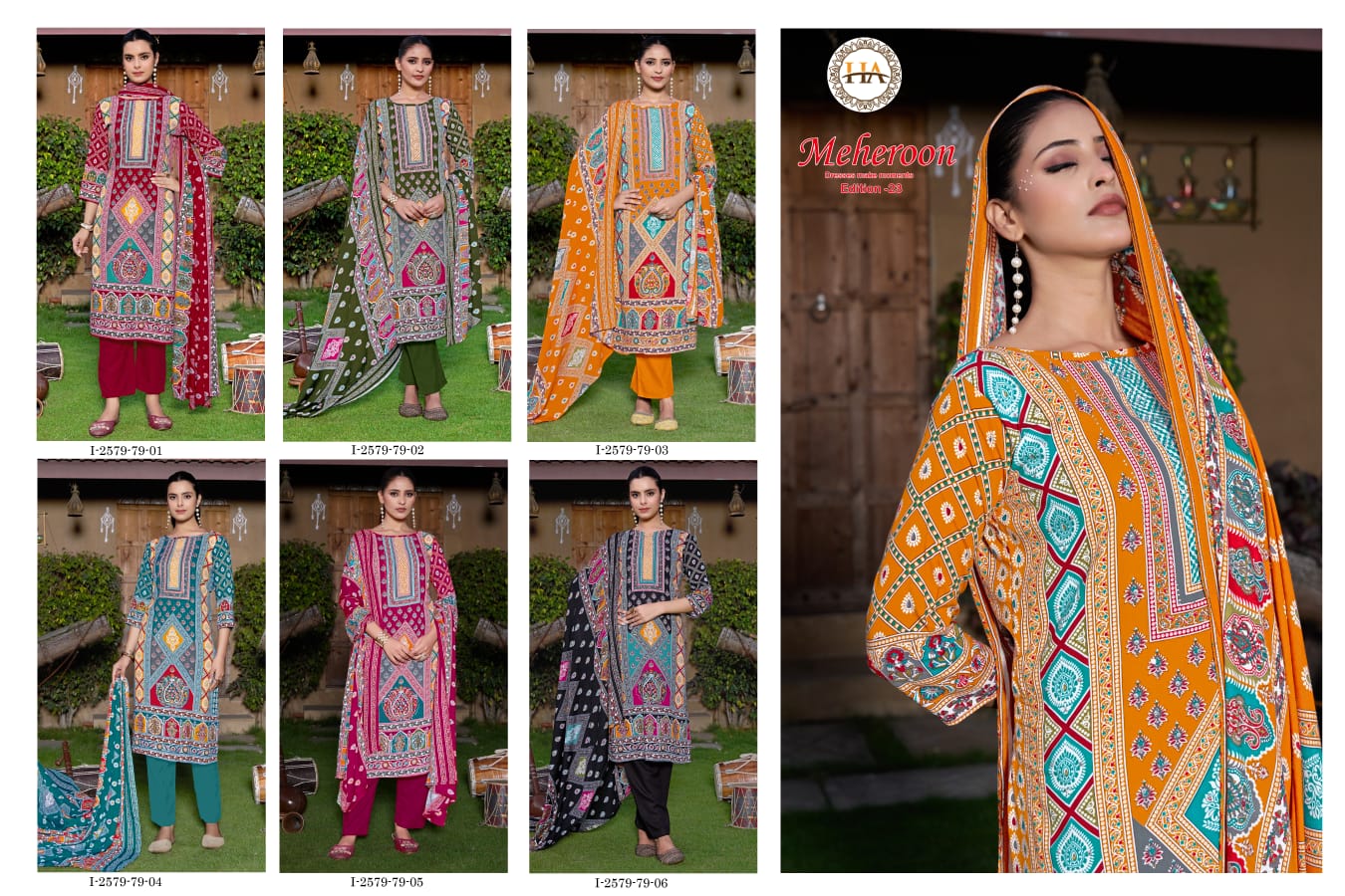 Meheroon Edition 23 Harshit Fashion Viscose Reyon Karachi Salwar Suits Exporter Gujarat