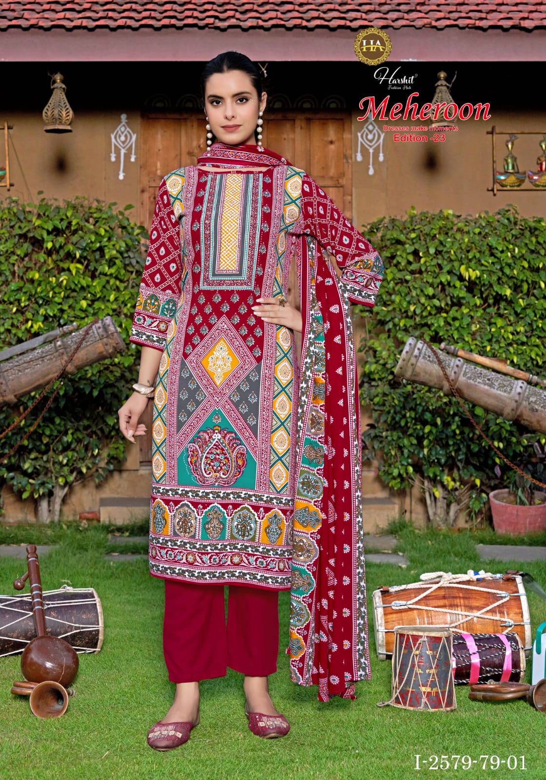 Meheroon Edition 23 Harshit Fashion Viscose Reyon Karachi Salwar Suits Exporter Gujarat