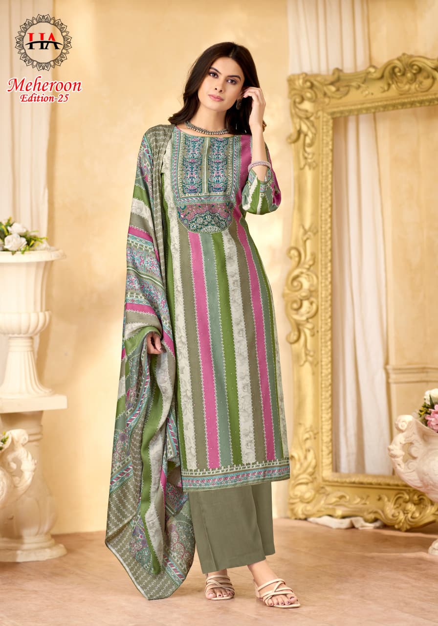 Meheroon Edition 25 Harshit Fashion Viscose Reyon Pant Style Suits Supplier Ahmedabad
