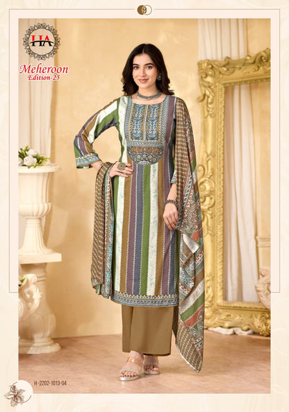 Meheroon Edition 25 Harshit Fashion Viscose Reyon Pant Style Suits Supplier Ahmedabad