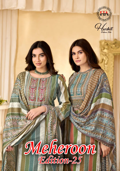 Meheroon Edition 25 Harshit Fashion Viscose Reyon Pant Style Suits Supplier Ahmedabad
