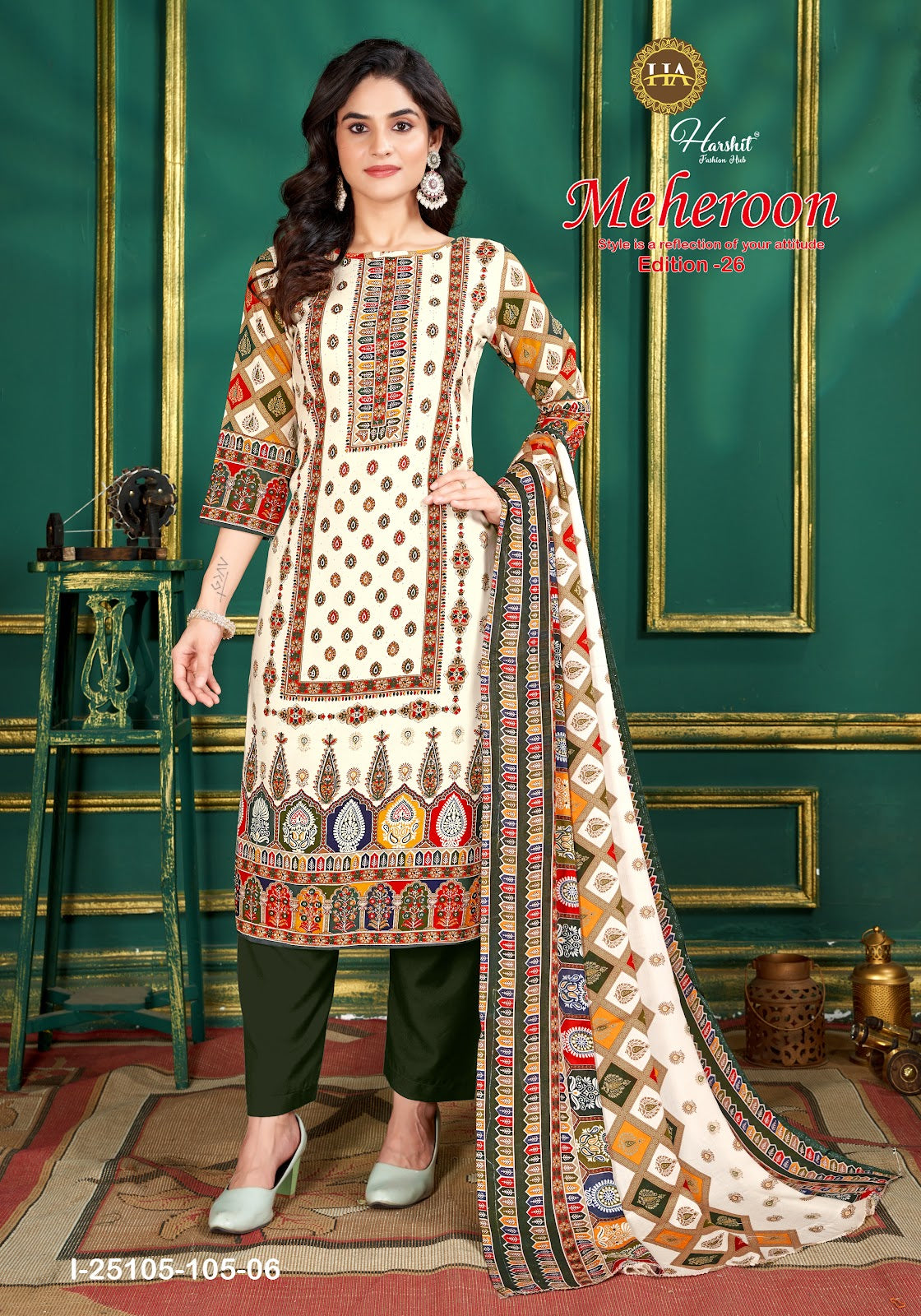 Meheroon Edition 26 Harshit Fashion Viscose Reyon Pant Style Suits Wholesaler