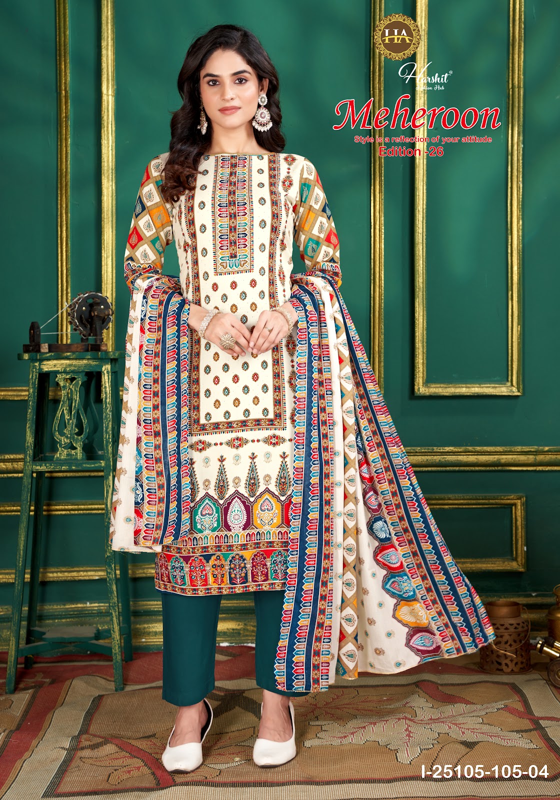 Meheroon Edition 26 Harshit Fashion Viscose Reyon Pant Style Suits Wholesaler