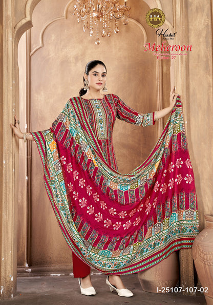 Meheroon Edition 27 Harshit Fashion Viscose Reyon Karachi Salwar Suits Exporter Gujarat