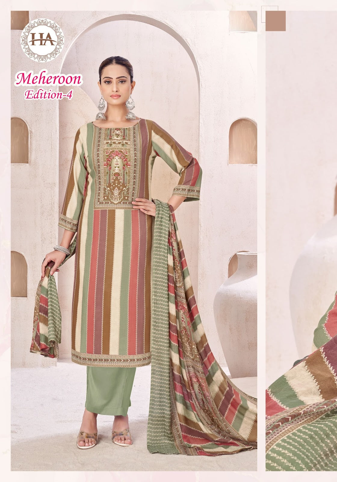 Meheroon Edition 4 Harshit Fashion Viscose Reyon Plazzo Style Suits Manufacturer