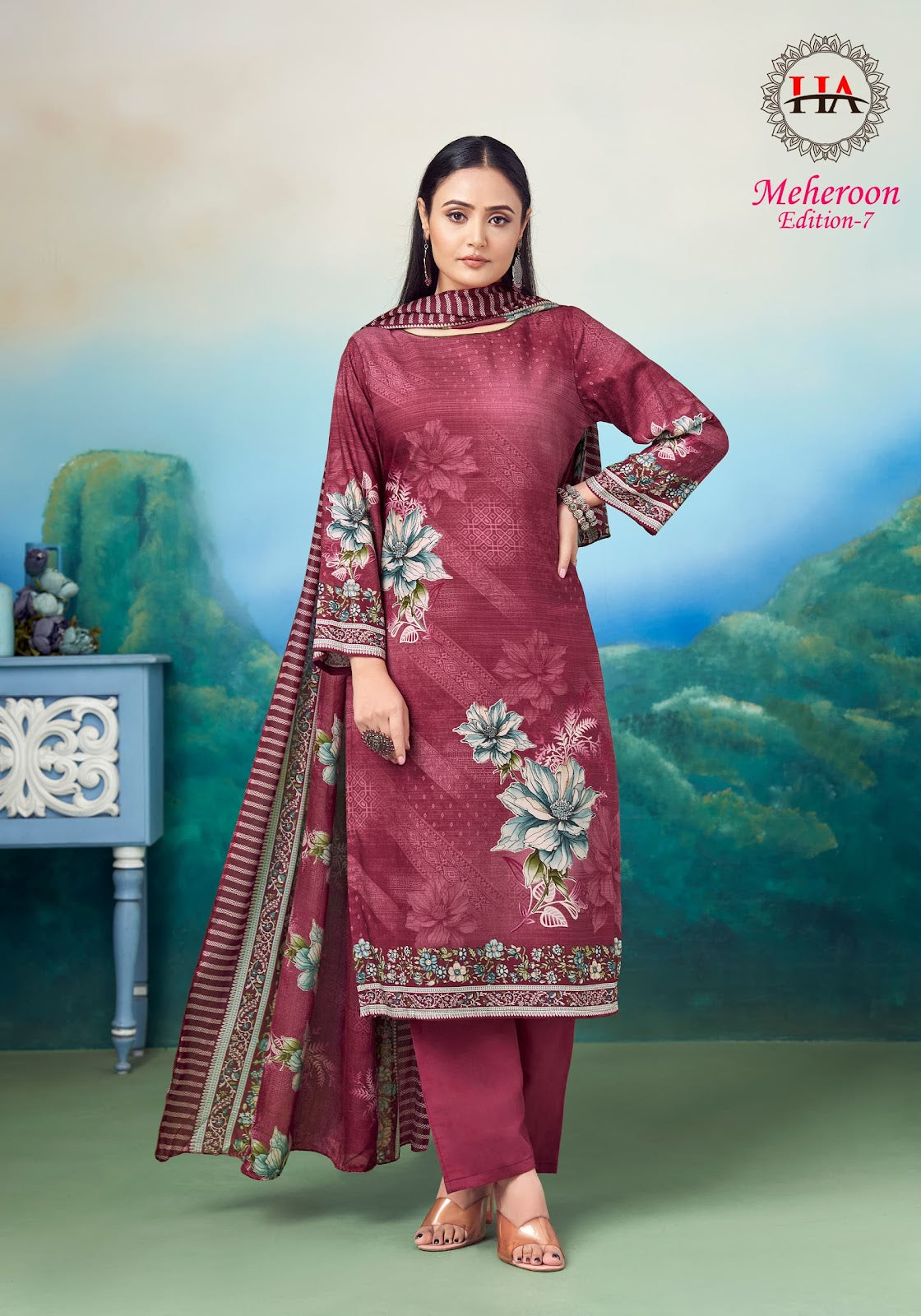 Meheroon Edition 7 Harshit Fashion Viscose Reyon Plazzo Style Suits Exporter Gujarat