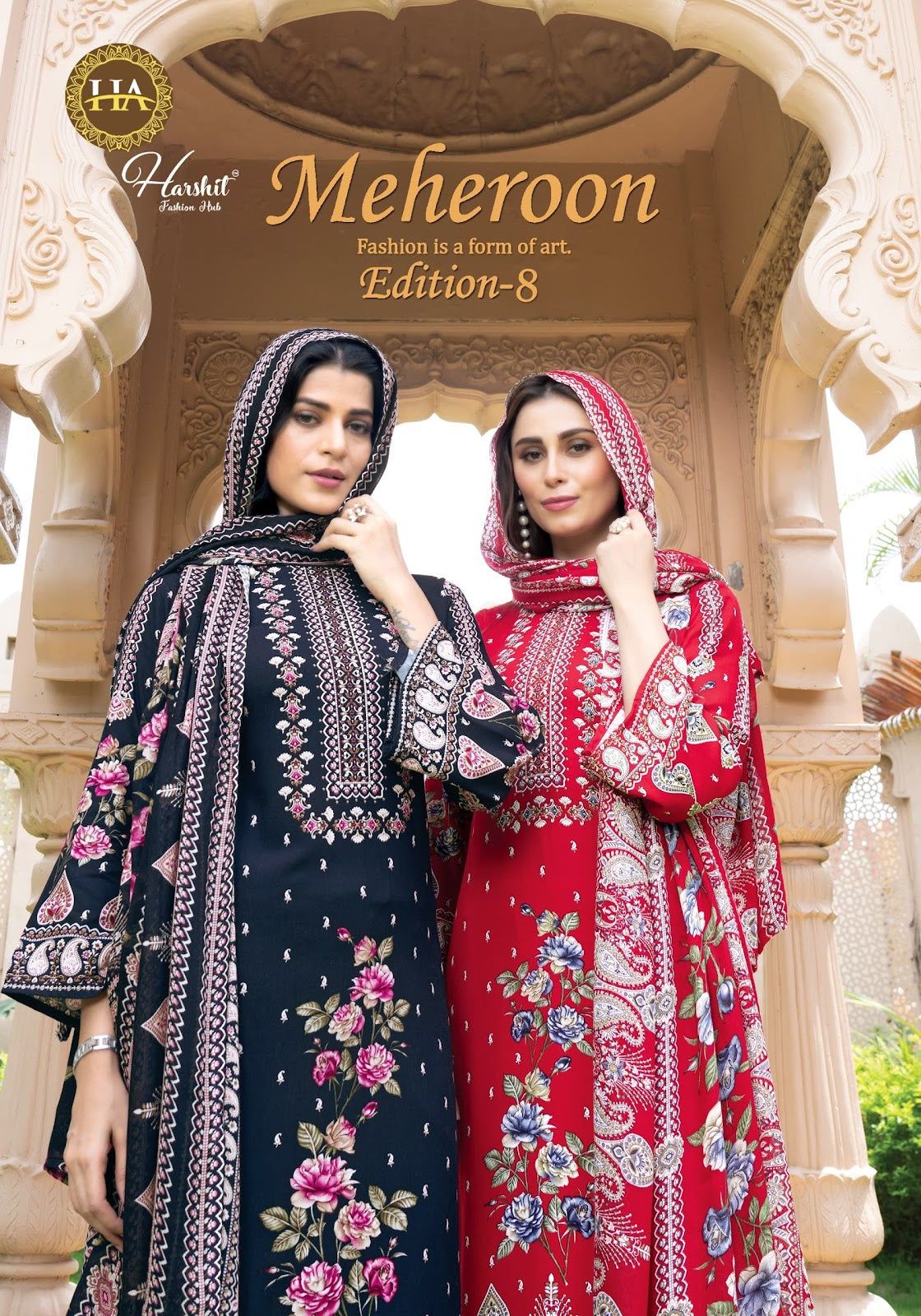 Meheroon Edition 8 Harshit Fashion Viscose Reyon Karachi Salwar Suits Wholesaler Ahmedabad