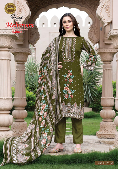 Meheroon Edition 8 Harshit Fashion Viscose Reyon Karachi Salwar Suits Wholesaler Ahmedabad