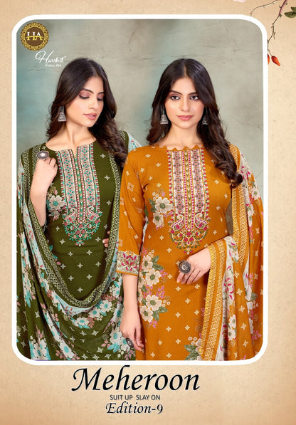 Meheroon Edition 9 Harshit Fashion Pure Viscose Karachi Salwar Suits Exporter