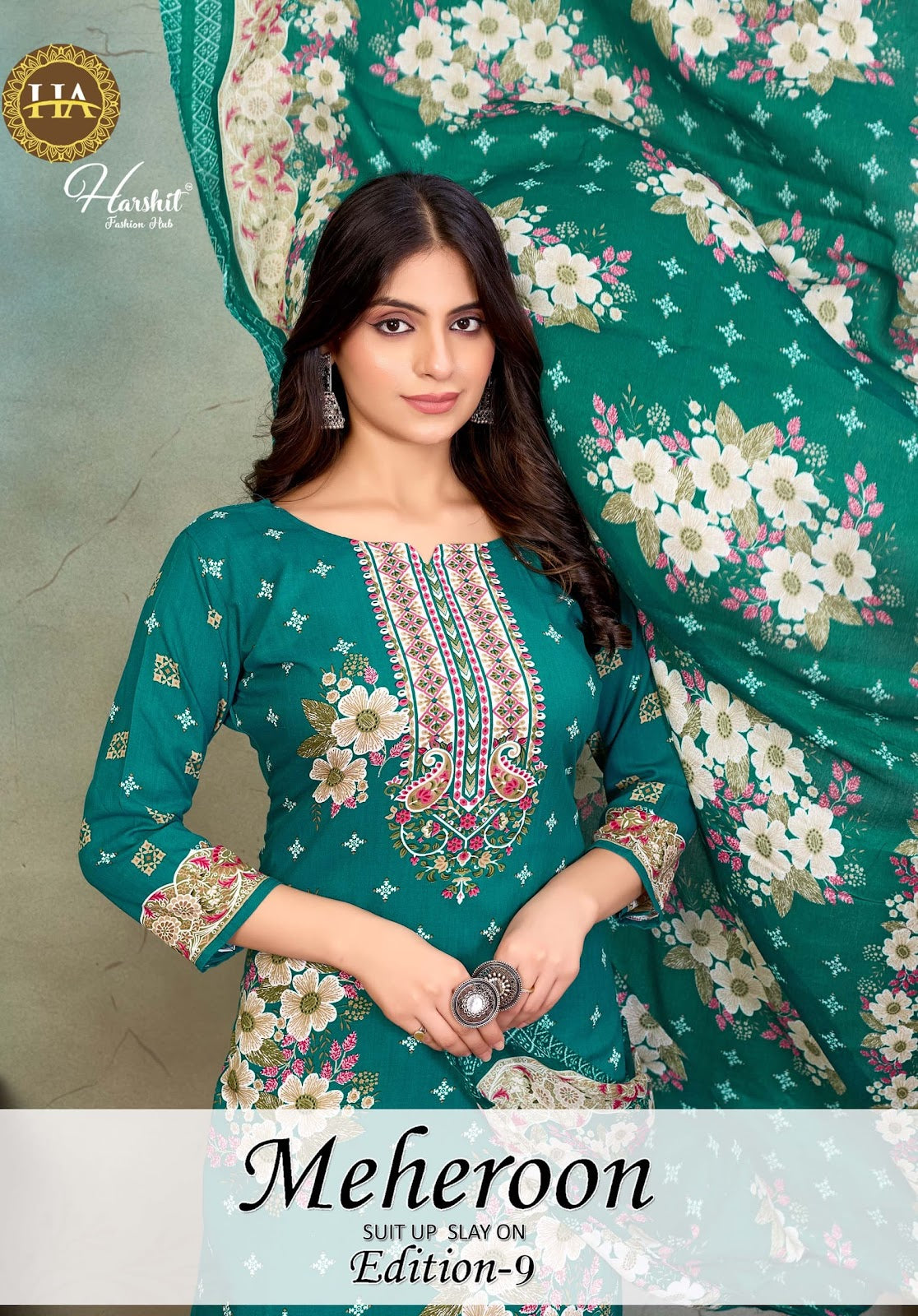 Meheroon Edition 9 Harshit Fashion Pure Viscose Karachi Salwar Suits Exporter