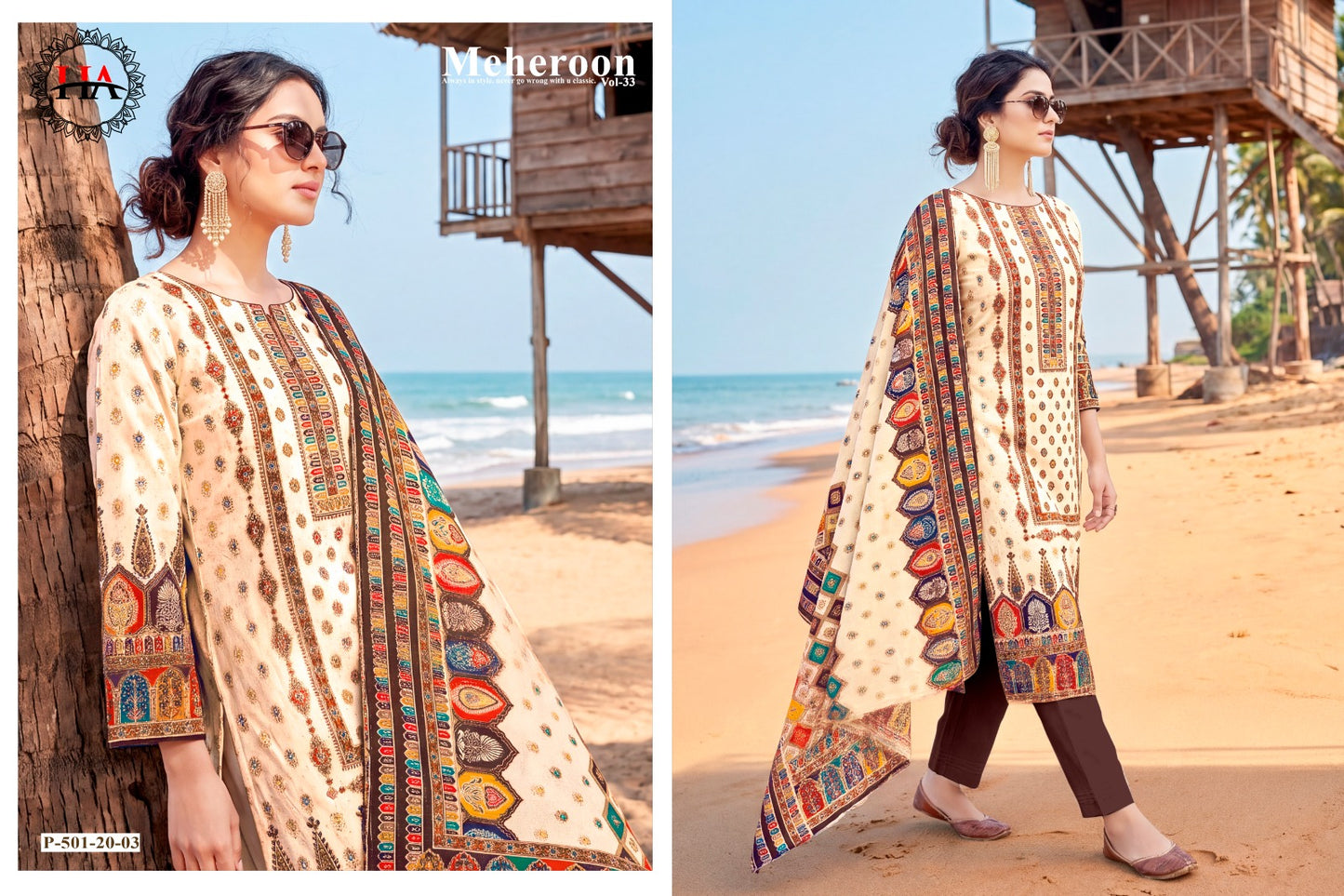 Meheroon Vol 33 Harshit Fashion Viscose Reyon Karachi Salwar Suits Wholesale Rate
