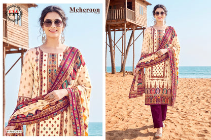 Meheroon Vol 33 Harshit Fashion Viscose Reyon Karachi Salwar Suits Wholesale Rate