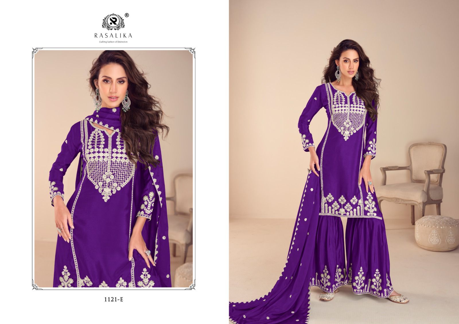 Mehfil Gold Rasalika Chinon Readymade Sharara Suits Manufacturer