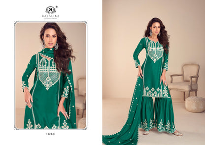 Mehfil Gold Rasalika Chinon Readymade Sharara Suits Manufacturer