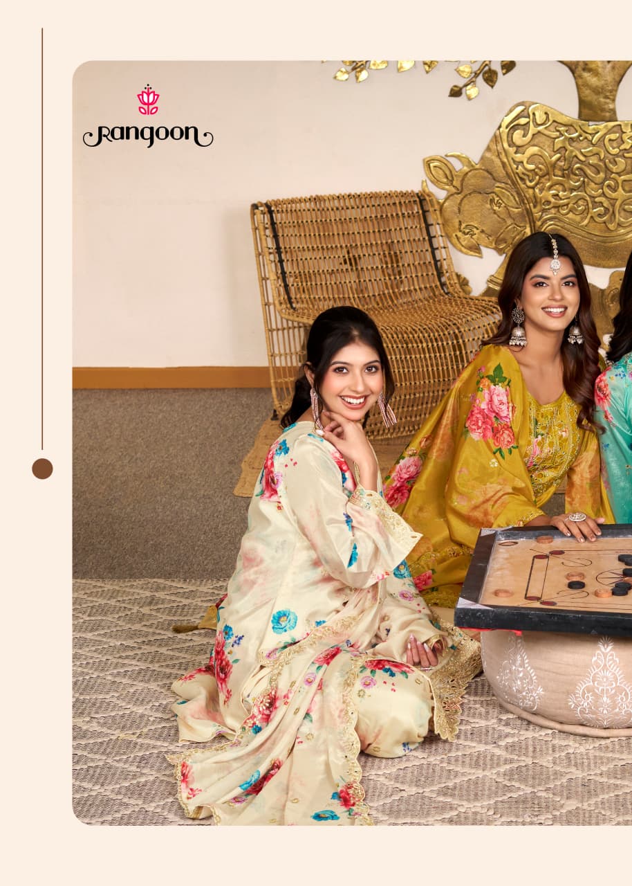 Mehfil Rangoon Chinnon Readymade Plazzo Style Suits Manufacturer India