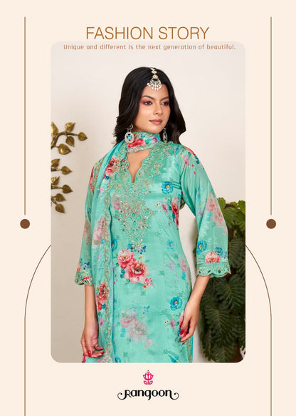 Mehfil Rangoon Chinnon Readymade Plazzo Style Suits Manufacturer India