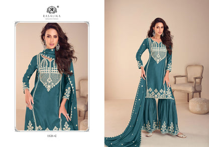Mehfil Rasalika Chinon Silk Readymade Sharara Suits Manufacturer