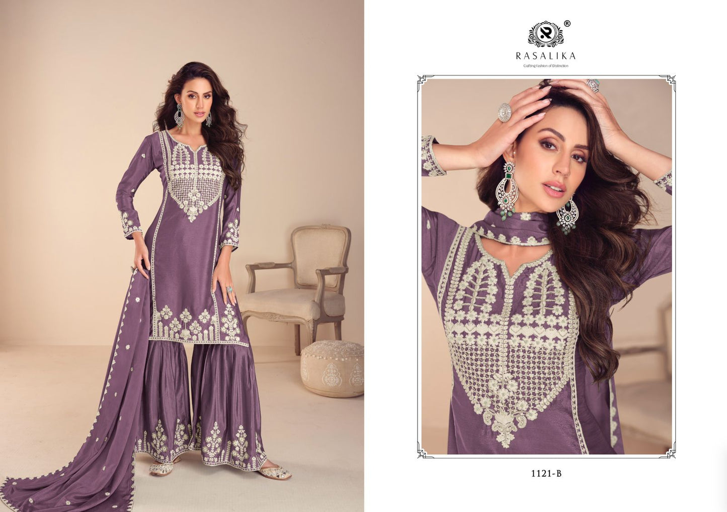 Mehfil Rasalika Chinon Silk Readymade Sharara Suits Manufacturer