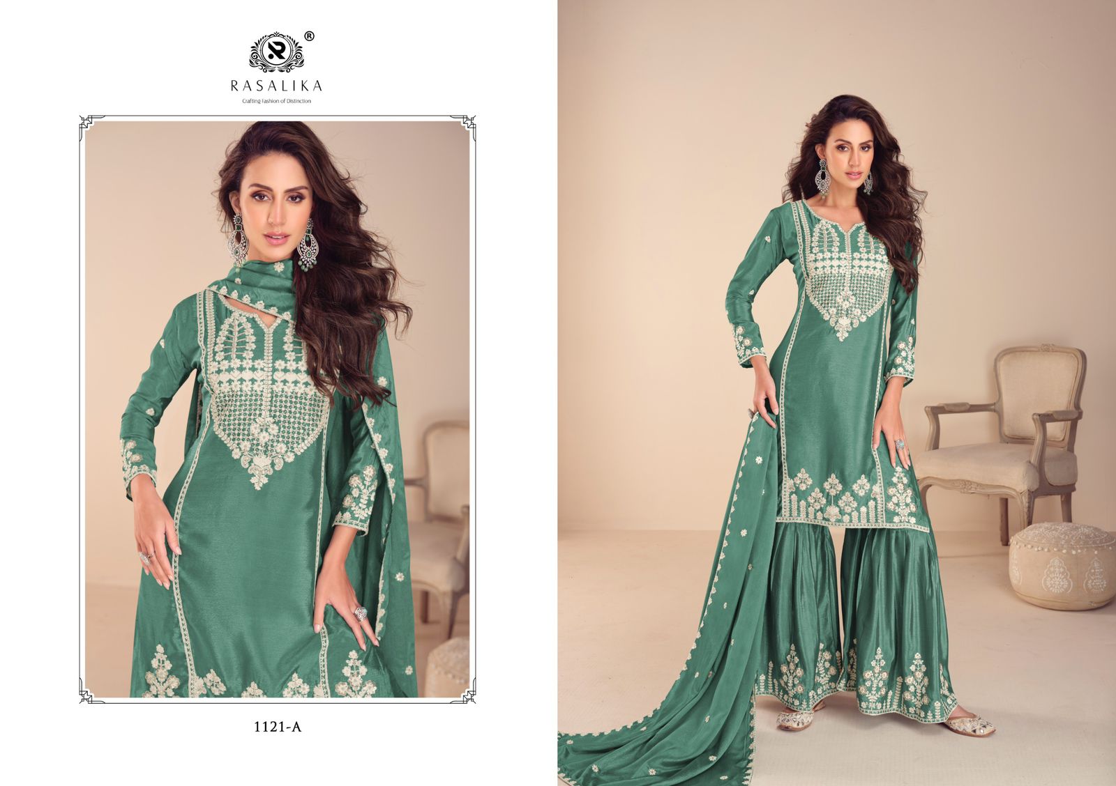 Mehfil Rasalika Chinon Silk Readymade Sharara Suits Manufacturer