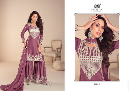 Mehfil Rasalika Chinon Silk Readymade Sharara Suits Manufacturer