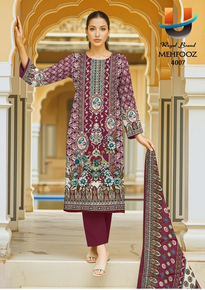 Mehfooz Vol 4 Royal Brand Cotton Karachi Salwar Suits Exporter