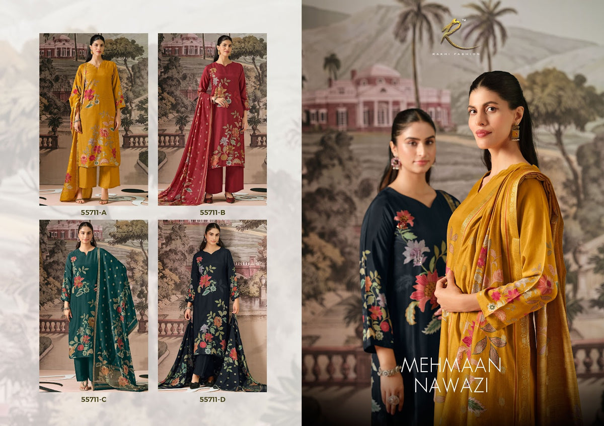Mehmaan Nawazi Rakhi Fashion Bemberg Pant Style Suits Wholesaler