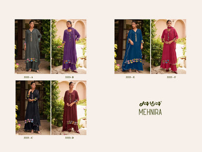 Mehnira 3333 Jay Vijay Natural Crape Plazzo Style Suits Exporter