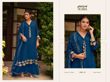 Mehnira 3333 Jay Vijay Natural Crape Plazzo Style Suits Exporter