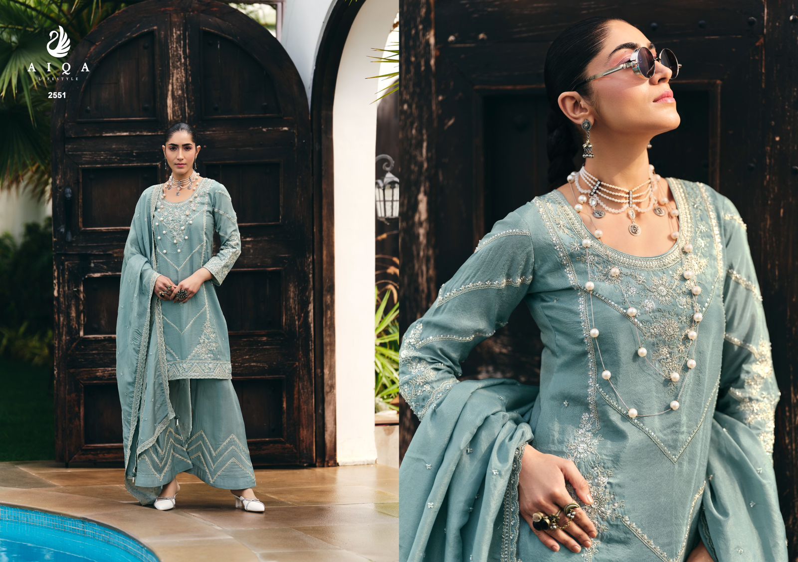 Mehnoor Aiqa Tissue Silk Pakistani Salwar Suits Supplier India
