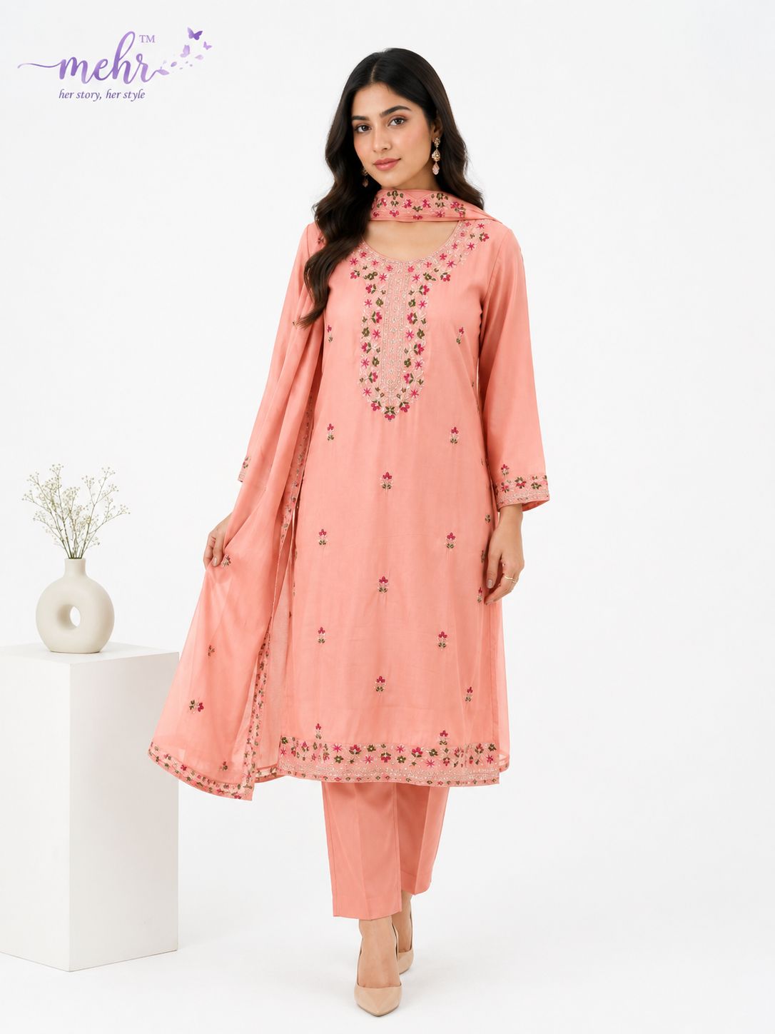 Mehr 0807 Hinaya Roman Silk Readymade Plazzo Style Suits Manufacturer Ahmedabad